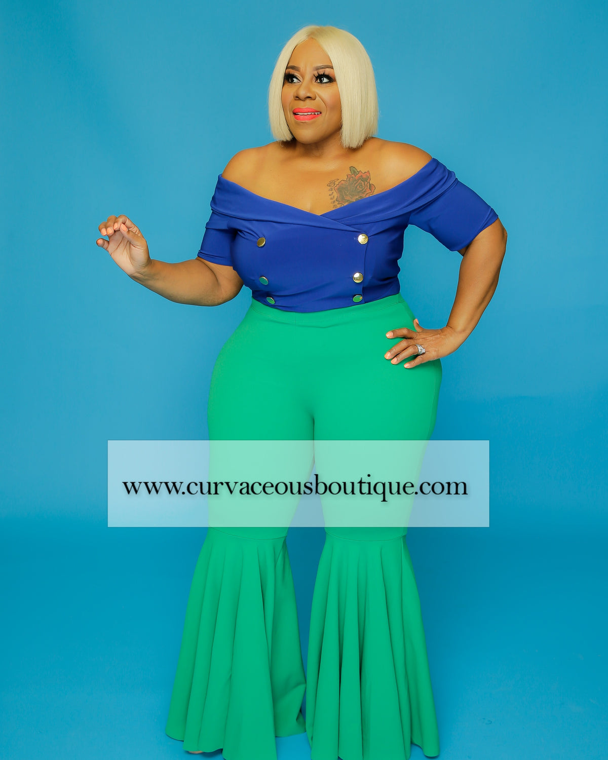 Kelly Green Mermaid Flare Pants