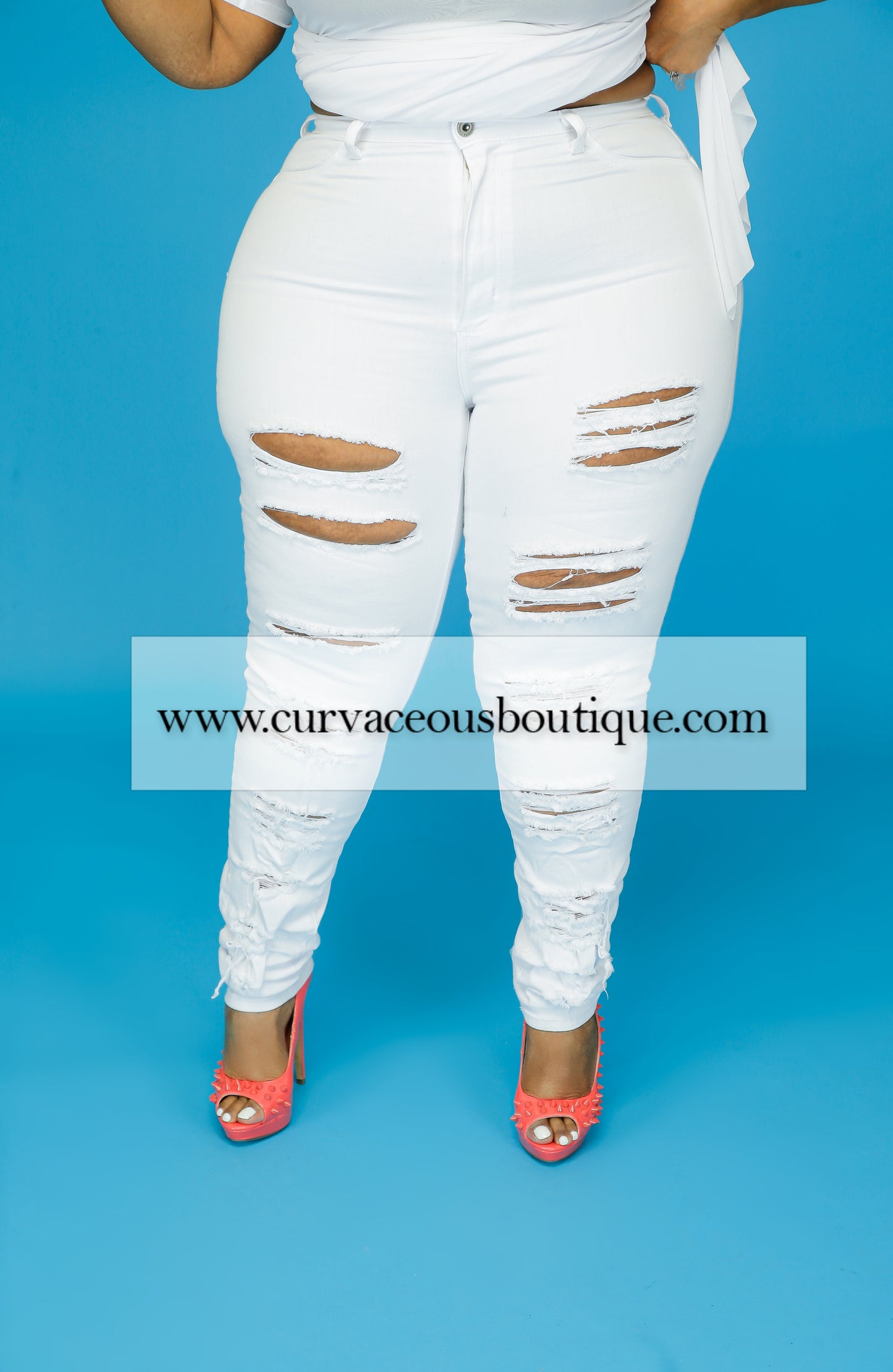 afrikansk øverste hak Adgang White Double Side Ripped Jeans – Curvaceous Boutique