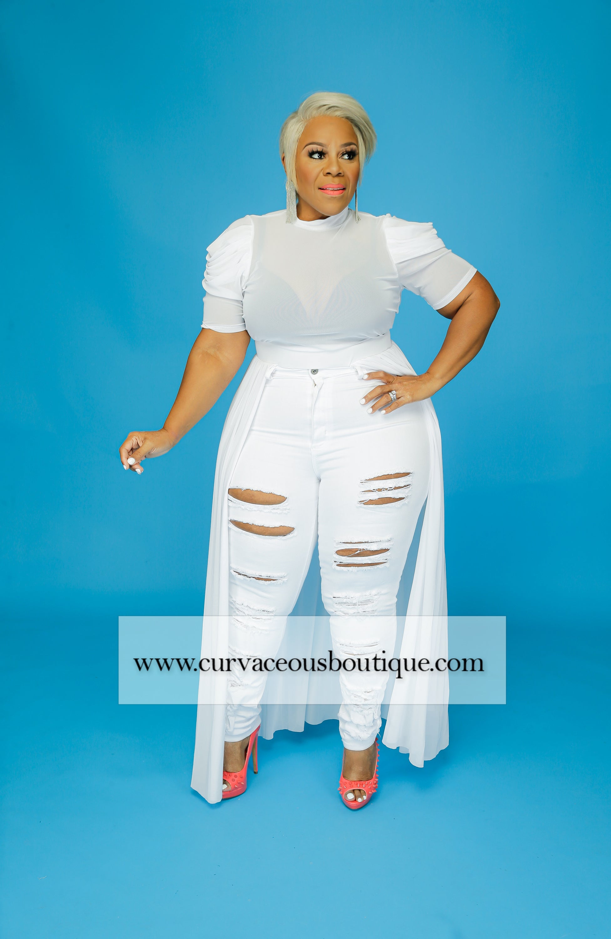 Double Ripped Jeans White Double Side Ripped Jeans – Curvaceous Boutique