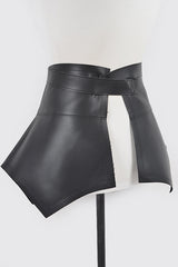 Black Faux Leather Skirt Belt