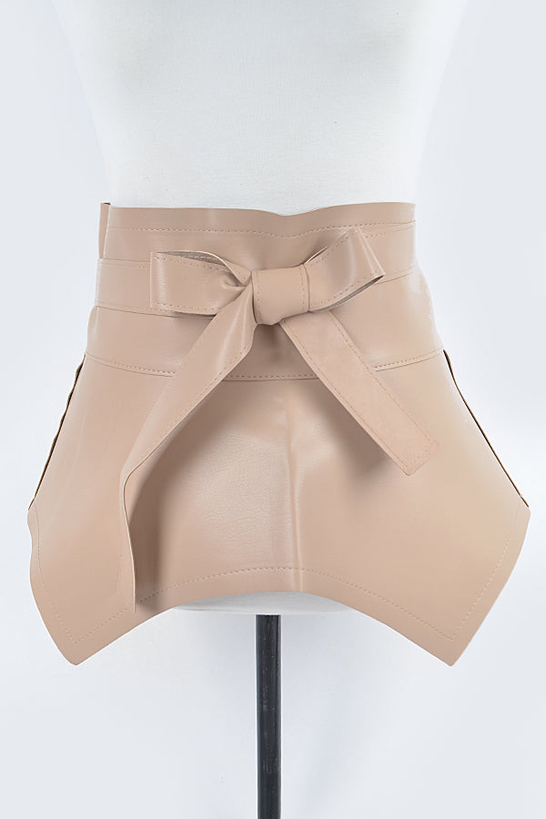 Nude Faux Leather Skirt Belt