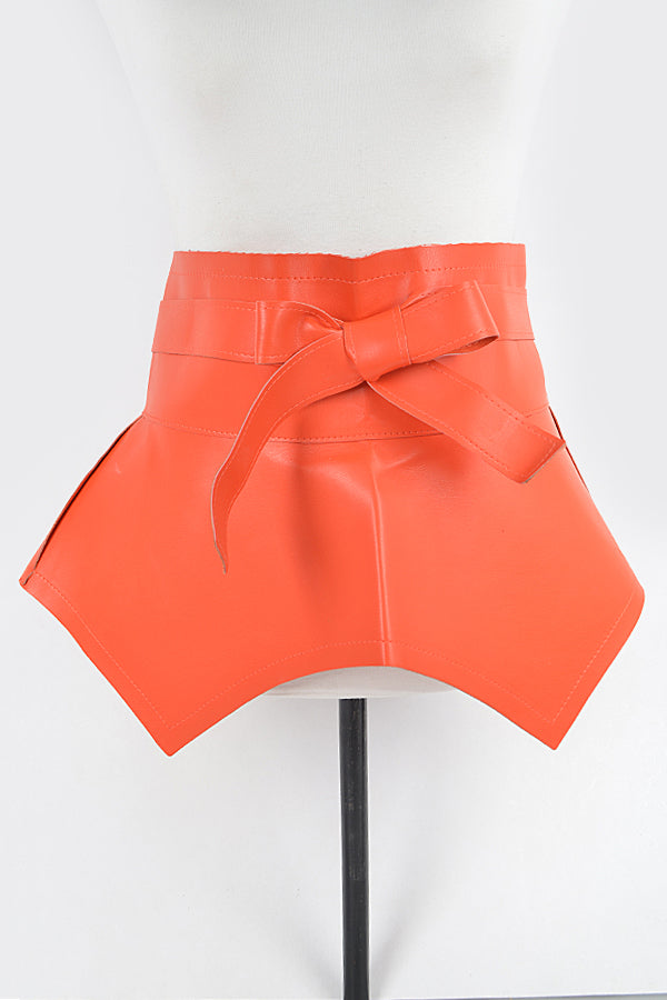 Orange Faux Leather Skirt Belt