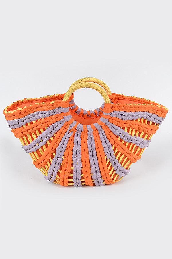 Orange Swirl Straw Bag