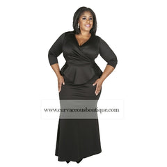 Black Madelyn Peplum Maxi Dress