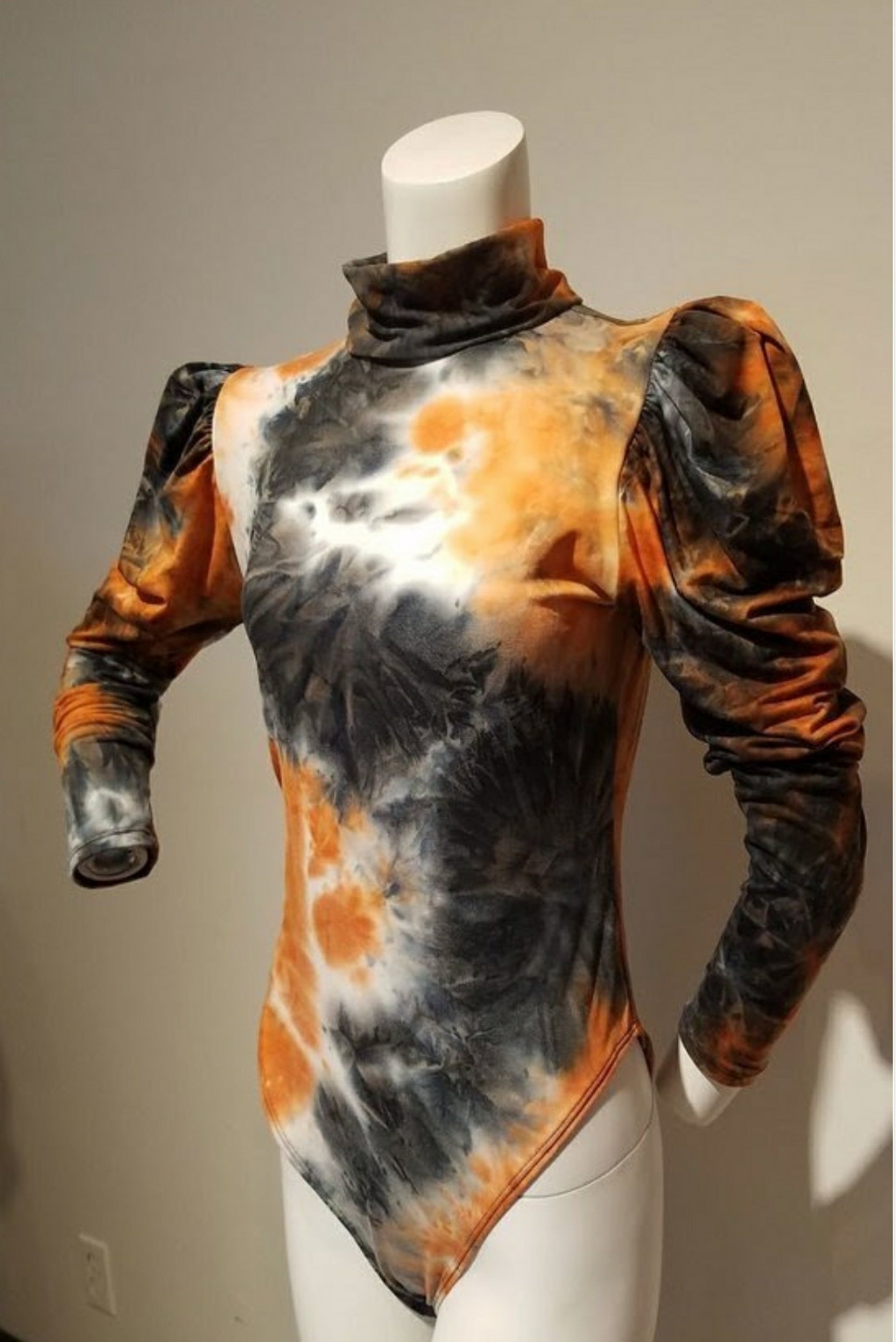 Orange & Gray Tye Dye Bodysuit
