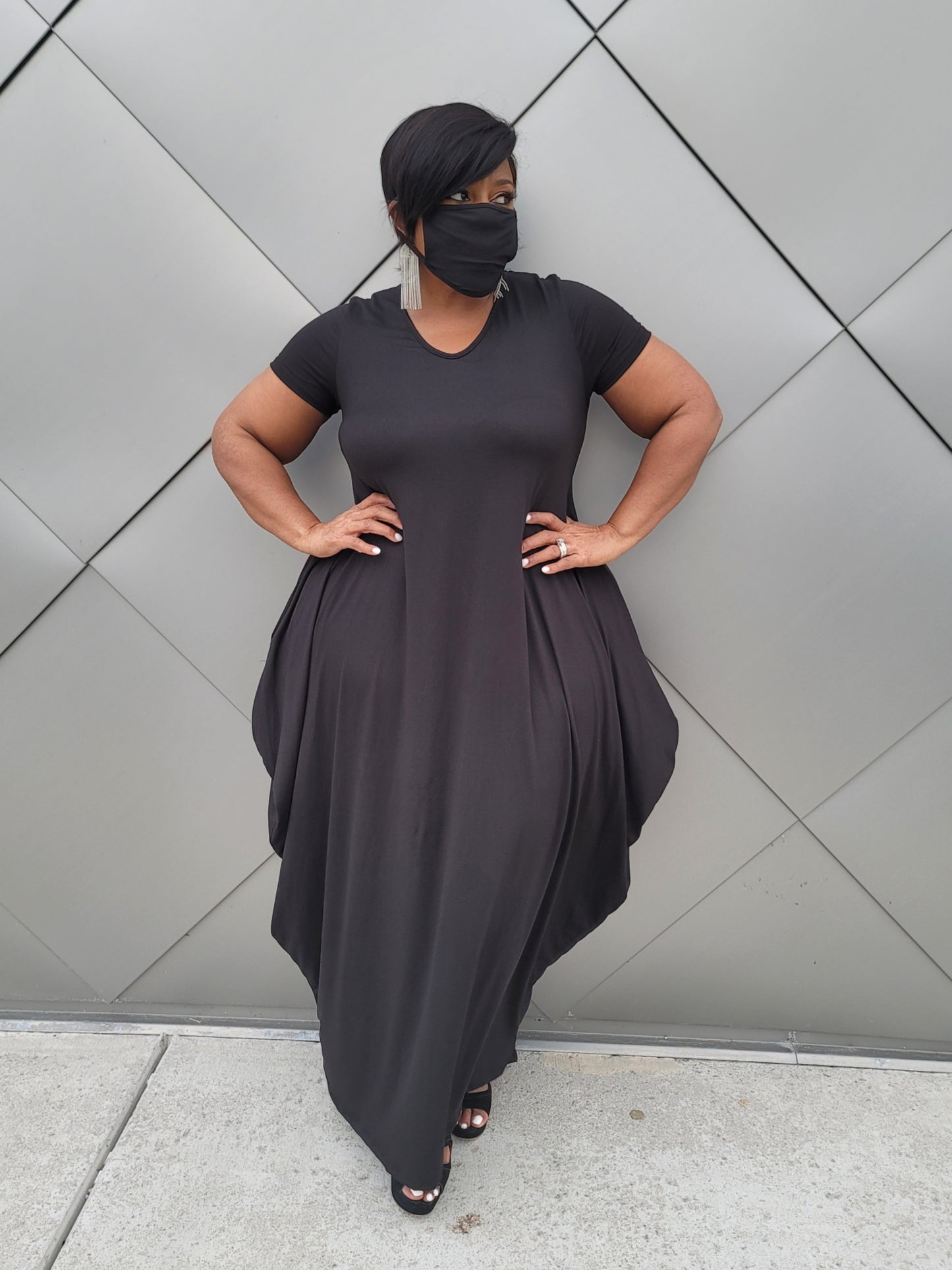 Black Baggy Pocket Dress