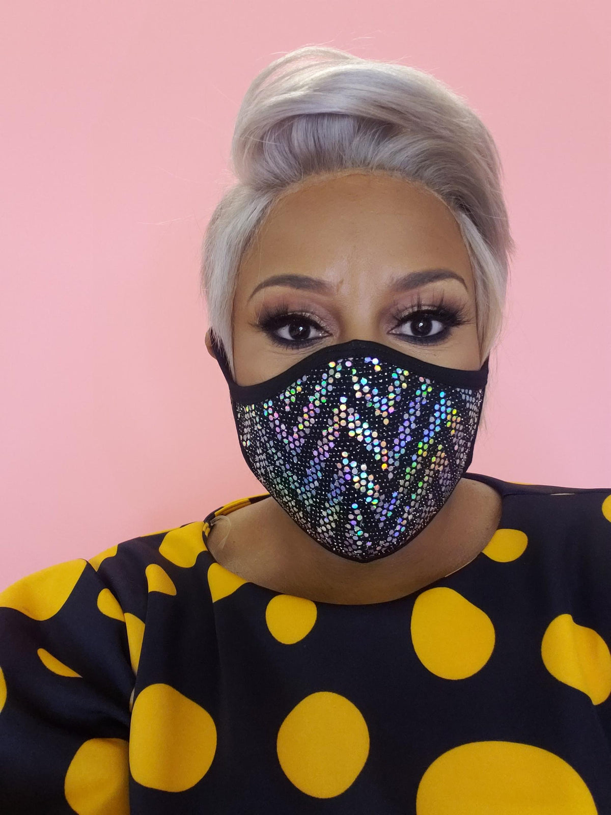 Silver Mesh Sequin Face Mask