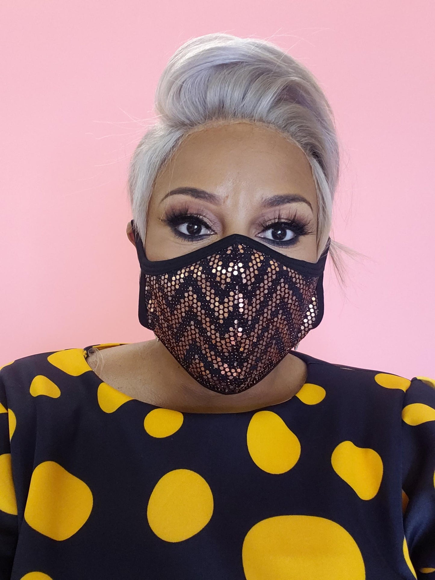 Gold Mesh Sequin Face Mask