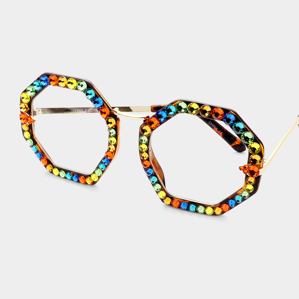 Octagon Rhinestone Glasses