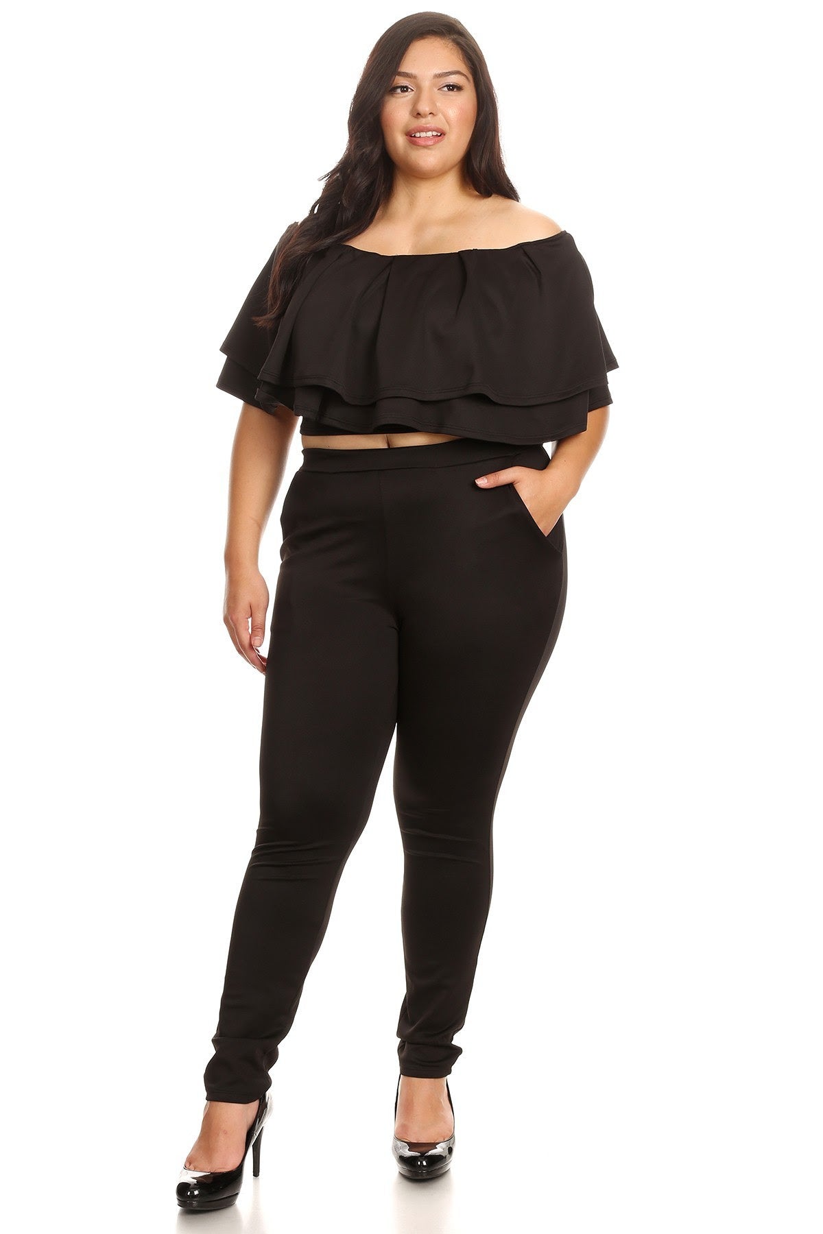 Black Justice Tiered Pant Set