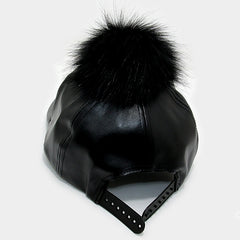 Black Pom Pom Baseball Cap