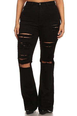 Black Flare Ripped Jeans