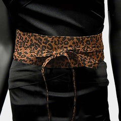 Dark Slim Leopard Kimono Plus Size Belt