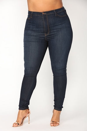 Dark Blue Classic High Waist Jeans