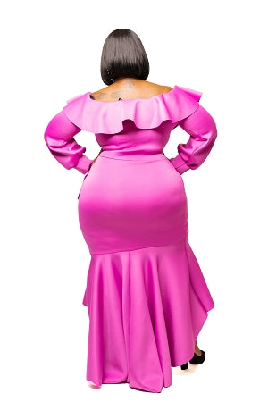 Magenta Karma Ruffle Dress