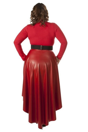 Red High-Low Faux Leather Skirt
