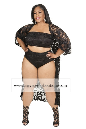 Black Winter Lace Swim Set