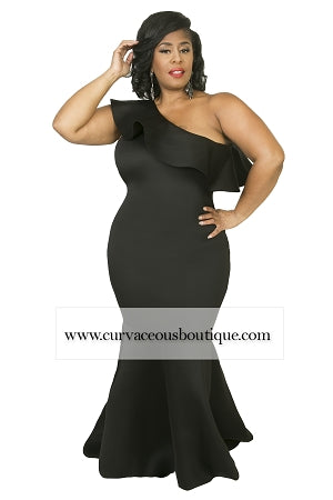 Black Dorinda One Shoulder Gown