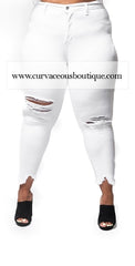 White Shark Bite Ankle Jeans