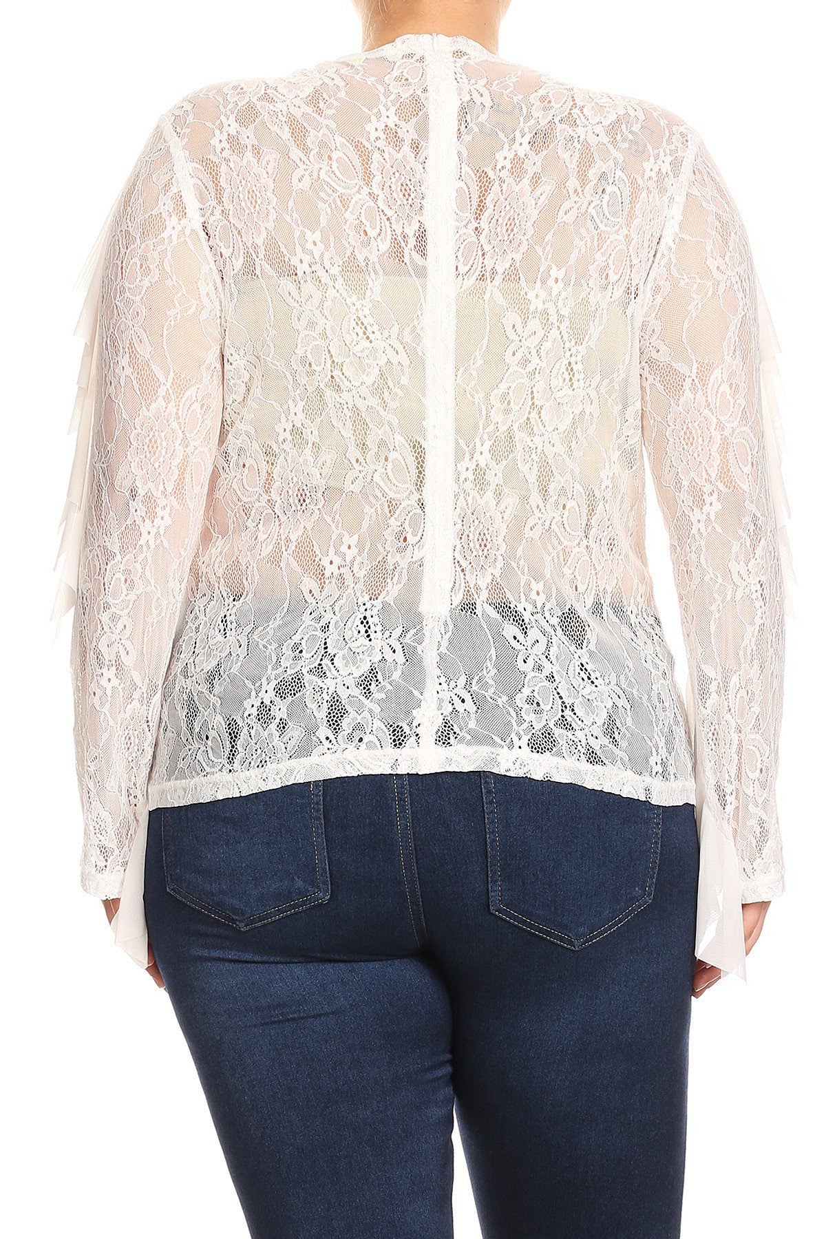 Ivory Lace Ruffle Trim Top