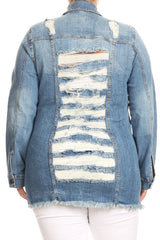 Light Blue Shredded Back Denim Jacket