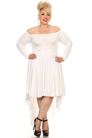 Winter White Daphne High -Low Dress