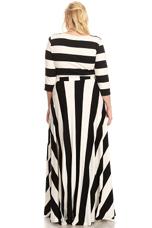 Black Wide Stripe Gabby Maxi Dress