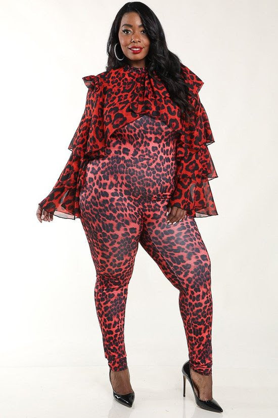 Red Raleigh Animal Print Catsuit