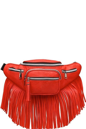 Red Western Fringe Fanny Pack Waist Bag