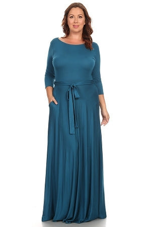 Extended Size Teal Gabby Maxi Dress