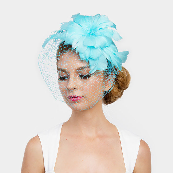 Turquoise Feather Fascinator Hat