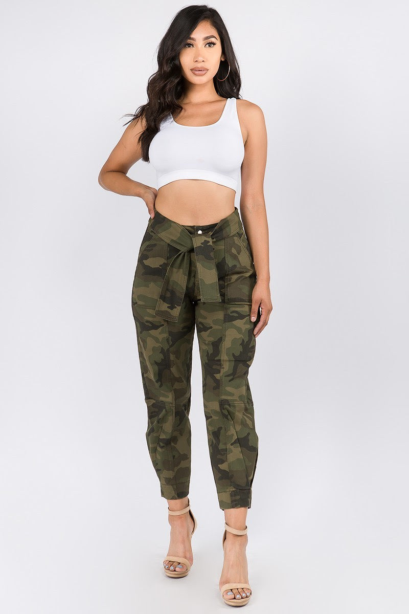 Camo Hi Waist Tied Jogger