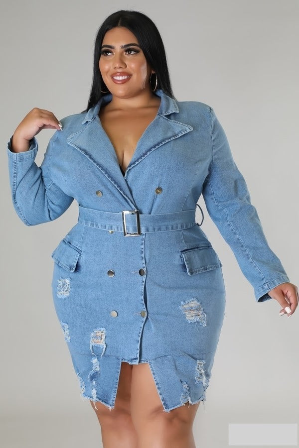 Light Blue Distressed Denim Dress