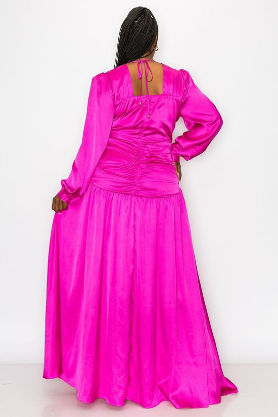 Load image into Gallery viewer, Pink Drape In Satin Dress
