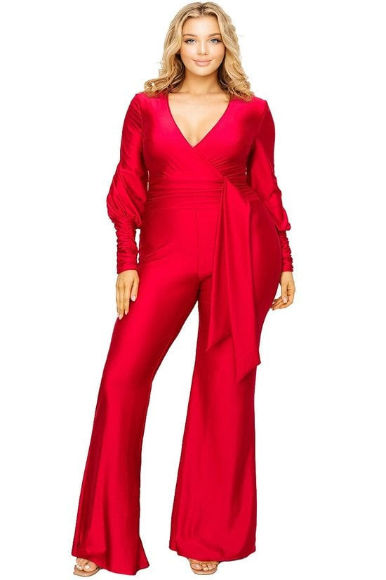 Load image into Gallery viewer, Red Tied Around Jumpsuit
