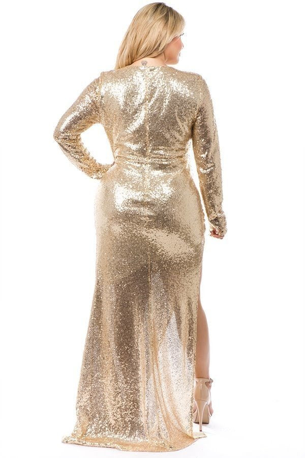 Gold Daphne Keyhole Sequin Gown.