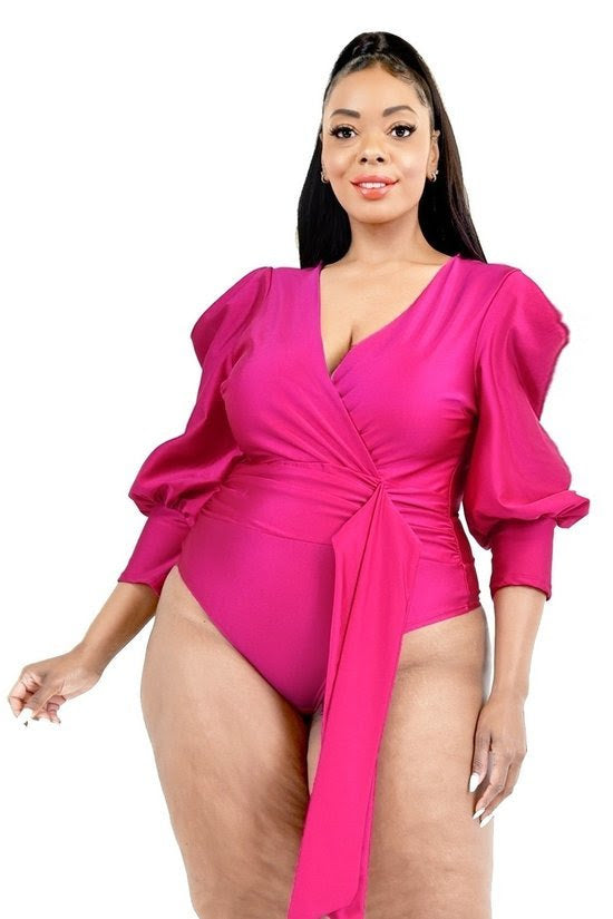 Load image into Gallery viewer, Pink Satin Bishop Bodysuit
