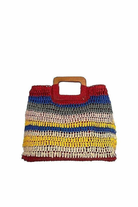 Load image into Gallery viewer, Red Woven Multi Color Tote
