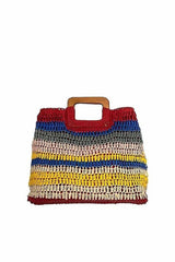 Red Woven Multi Color Tote