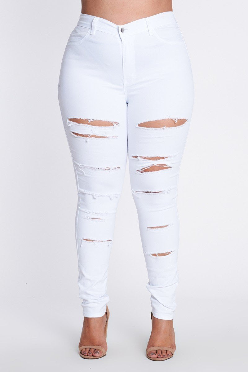 White Ripped High Waisted  Jeans