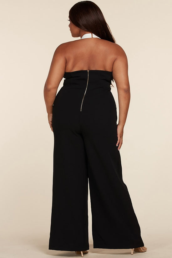 Load image into Gallery viewer, Black Contrast Halter Jumpsuit
