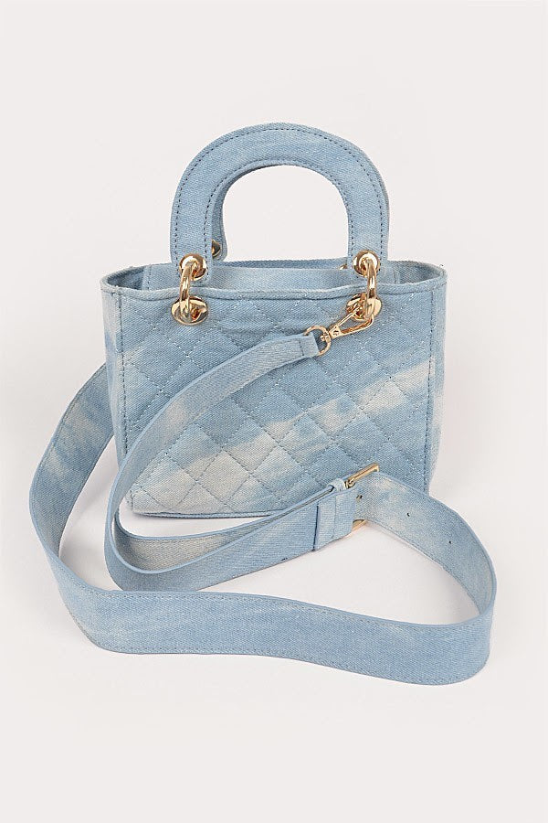 Load image into Gallery viewer, Light Denim Double Handle Clutch
