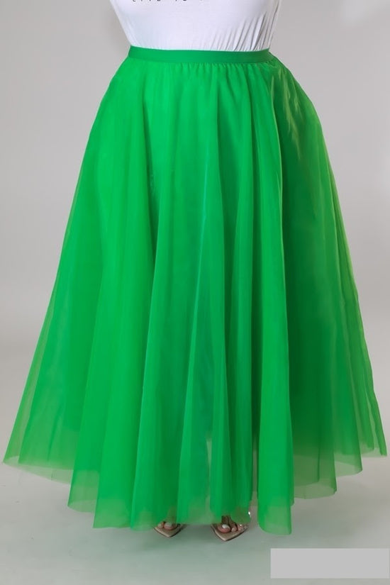 Green Tulle Maxi Skirt