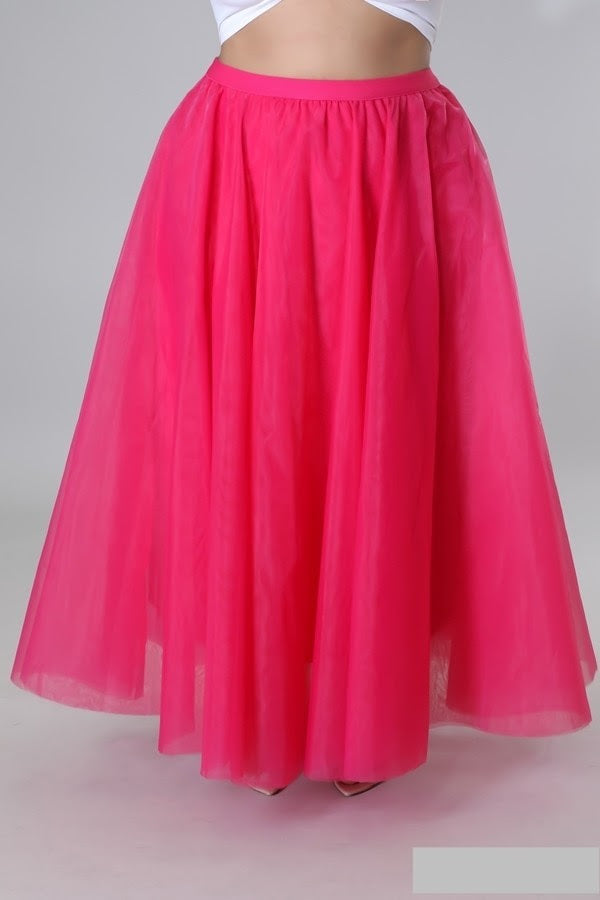 Pink Tulle Maxi Skirt