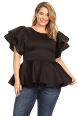 Black Tia Peplum Top