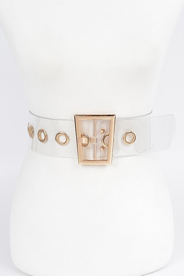 Clear Gold Circle Wide Plus Size Belt