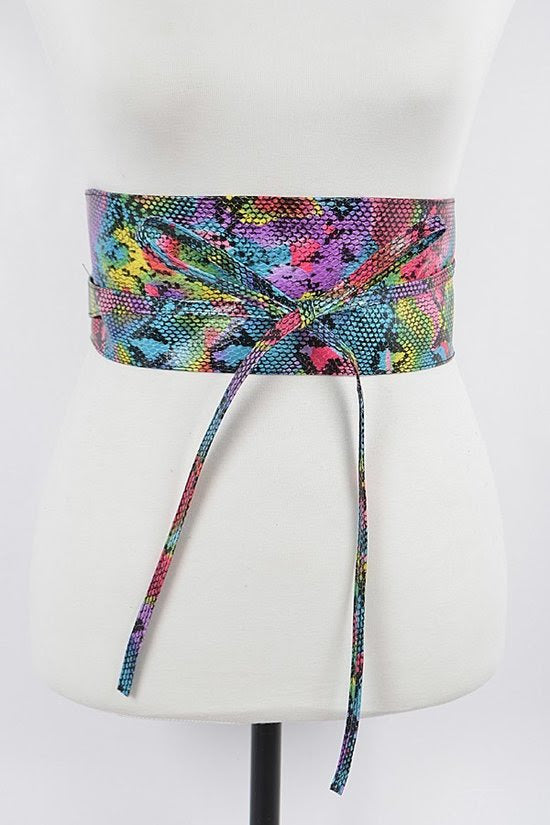 Multi Snake Print Kimono Belt