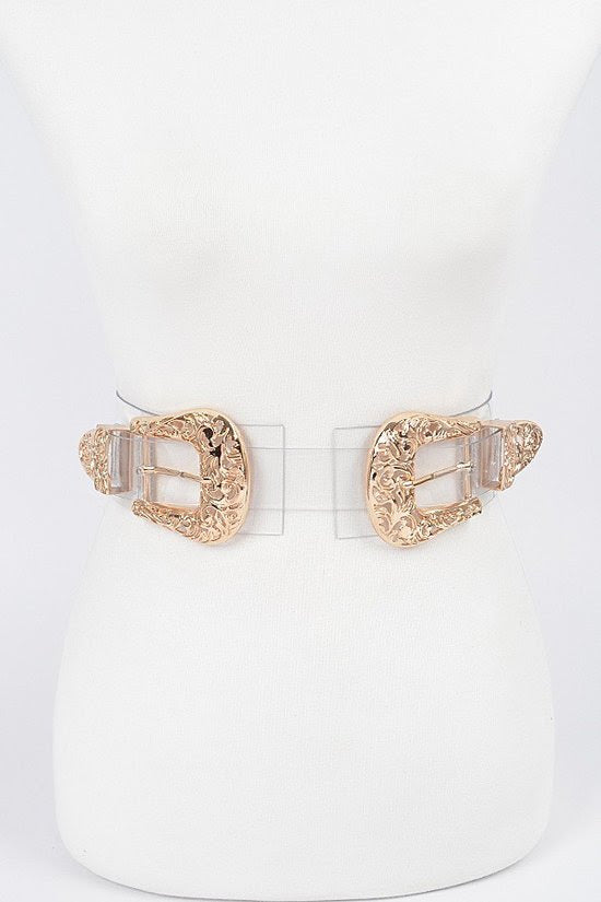 Two Buckles Clear Plus Size Belt